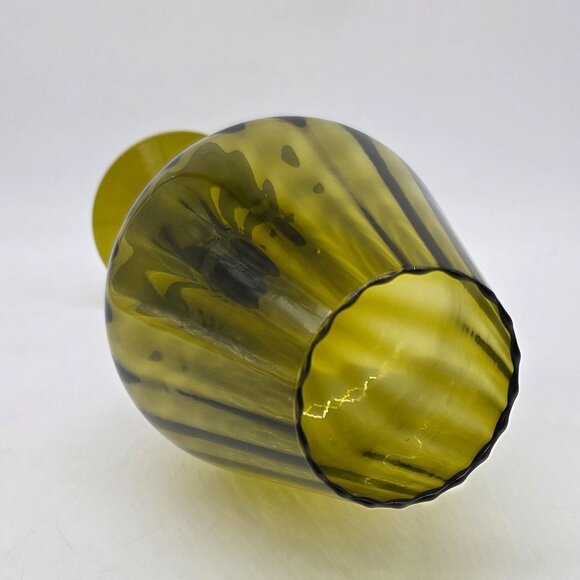 VTG Empoli Green Large Fluted Optic Glass Goblet Vase Brandy Snifter 13.5" Tall - Picture 6 of 9